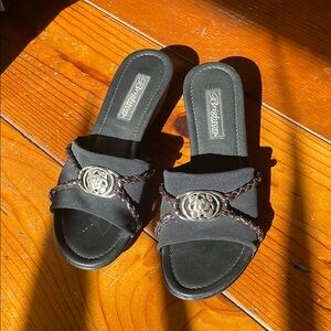 Brighton Black Sandals with Silver Accents